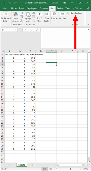 Correlation in Excel 2