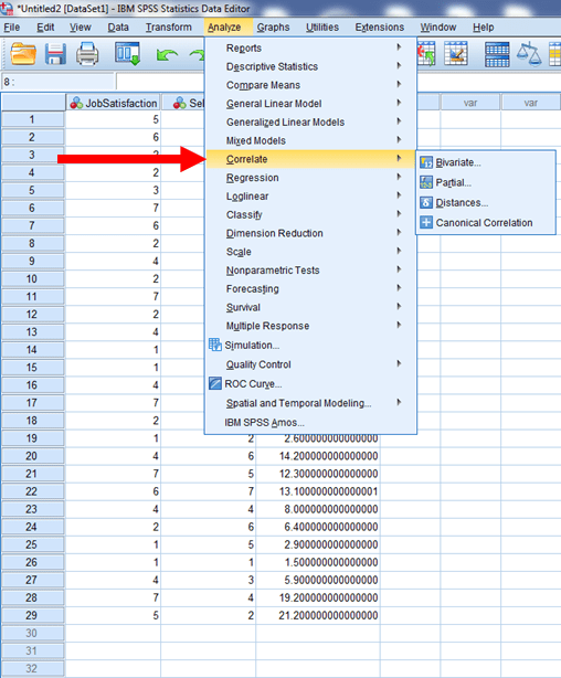 Correlations in SPSS 3