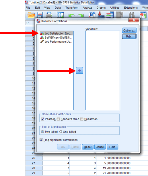 Correlations in SPSS 6
