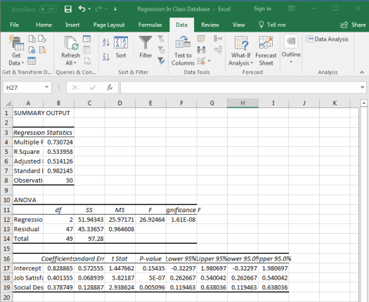 Regression in Excel 10