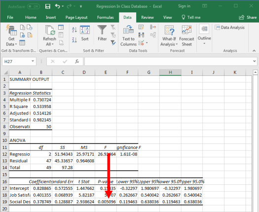 Regression in Excel 15