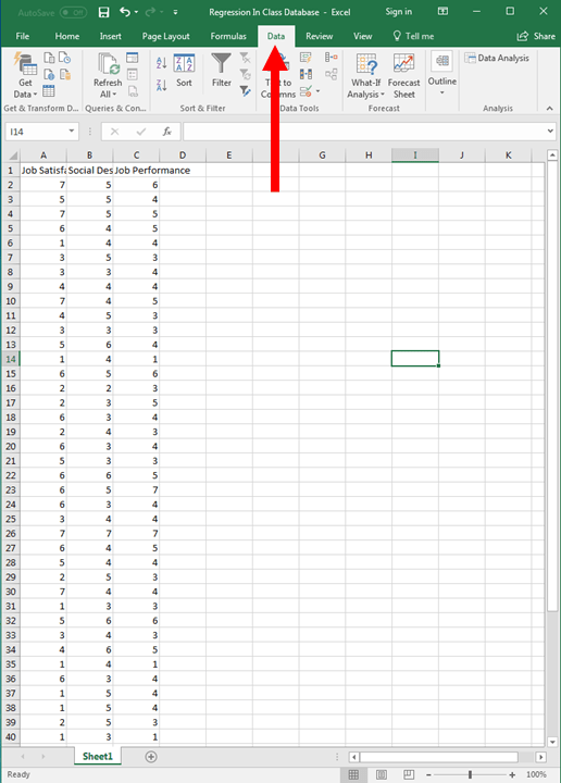 Regression in Excel 2