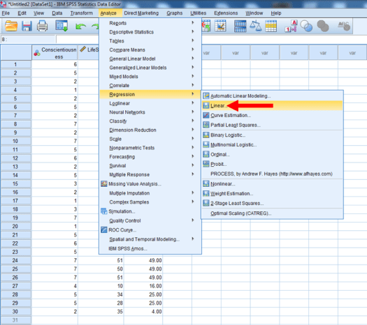 Quadratic Regression in SPSS 7