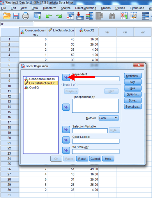 Quadratic Regression in SPSS 8