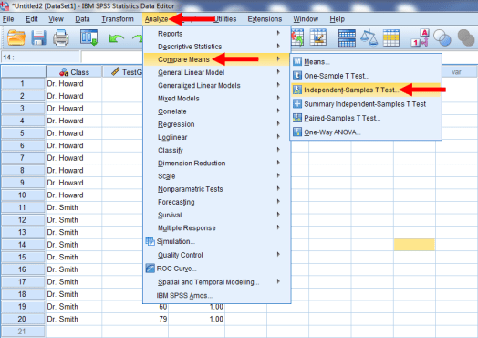 Two-Sample T-Test in SPSS 14