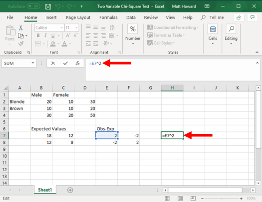 chi square test of independence in excel - two variable chi square in excel - picture 12