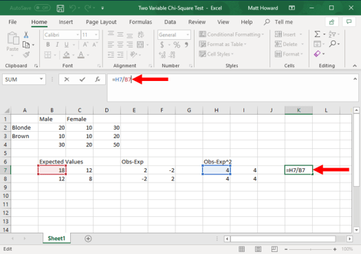 chi square test of independence in excel - two variable chi square in excel - picture 14