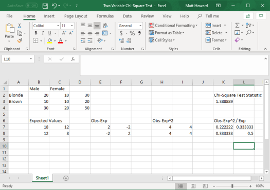 chi square test of independence in excel - two variable chi square in excel - picture 18