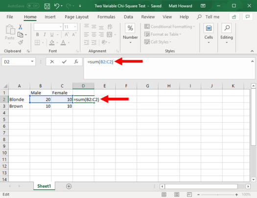 chi square test of independence in excel - two variable chi square in excel - picture 2