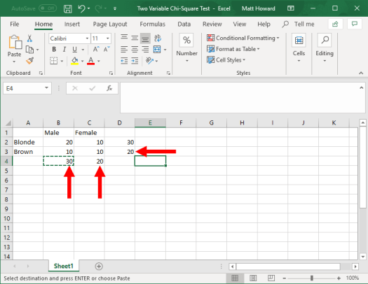 chi square test of independence in excel - two variable chi square in excel - picture 3