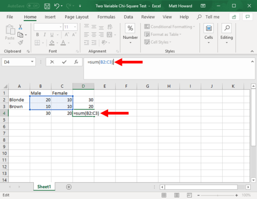 chi square test of independence in excel - two variable chi square in excel - picture 4