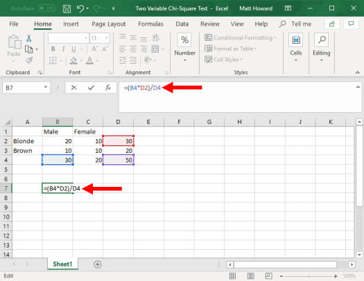 chi square test of independence in excel - two variable chi square in excel - picture 5