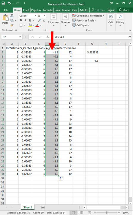 Moderation with Regression in Excel 11