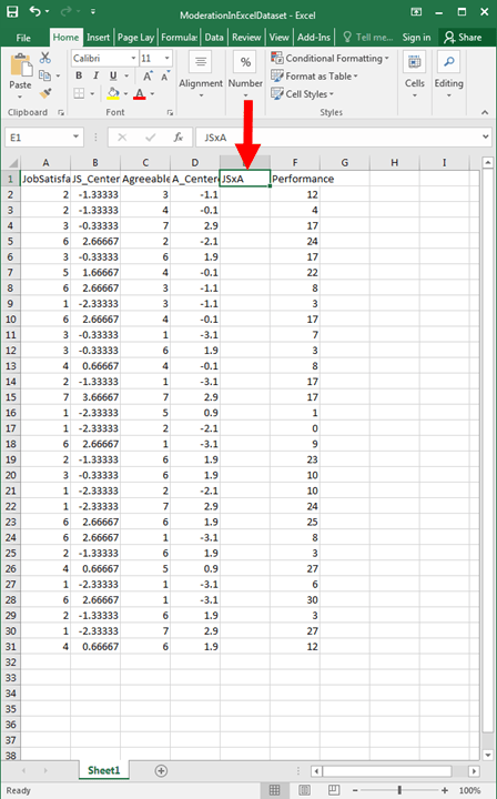 Moderation with Regression in Excel 13