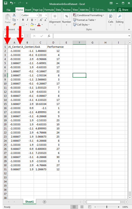 Moderation with Regression in Excel 17