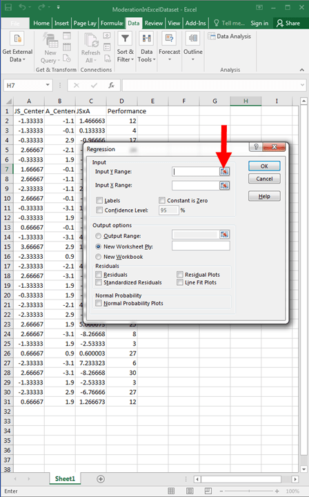 Moderation with Regression in Excel 20
