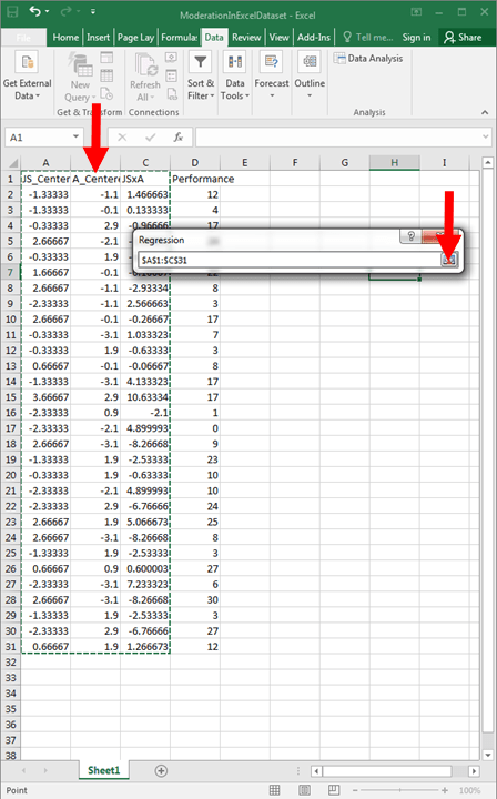 Moderation with Regression in Excel 22