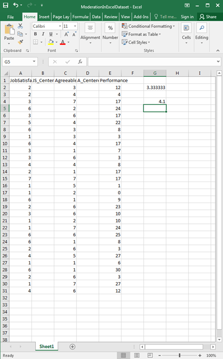 Moderation with Regression in Excel 6