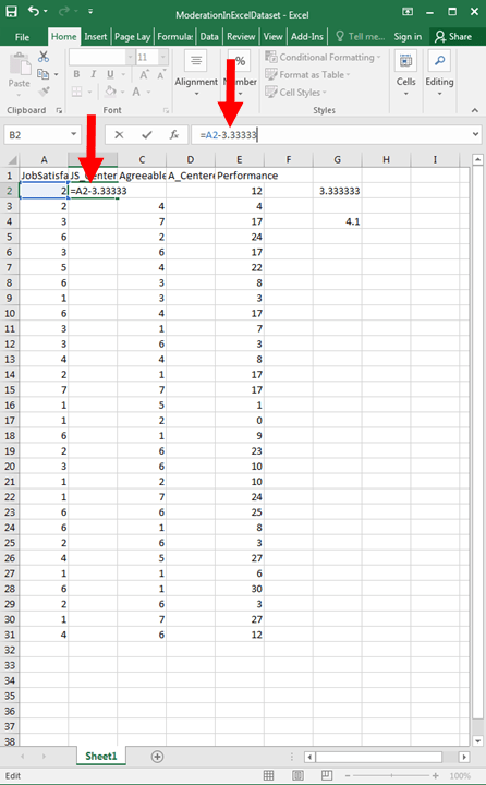 Moderation with Regression in Excel 7