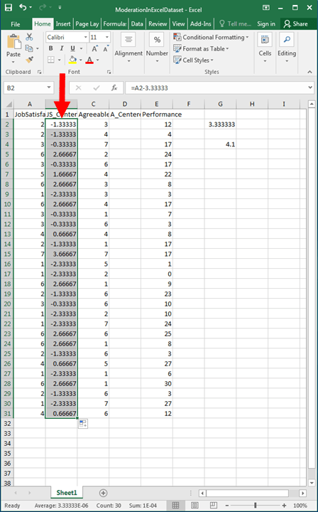 Moderation with Regression in Excel 9