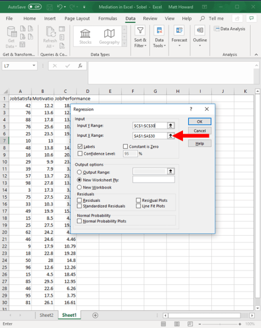Mediation with Regression in Excel - Sobel Test 18