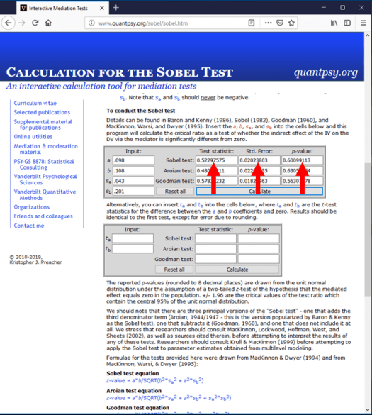 Mediation with Regression in Excel - Sobel Test 27
