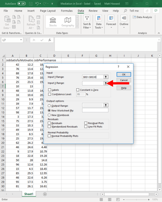 Mediation with Regression in Excel - Sobel Test 7