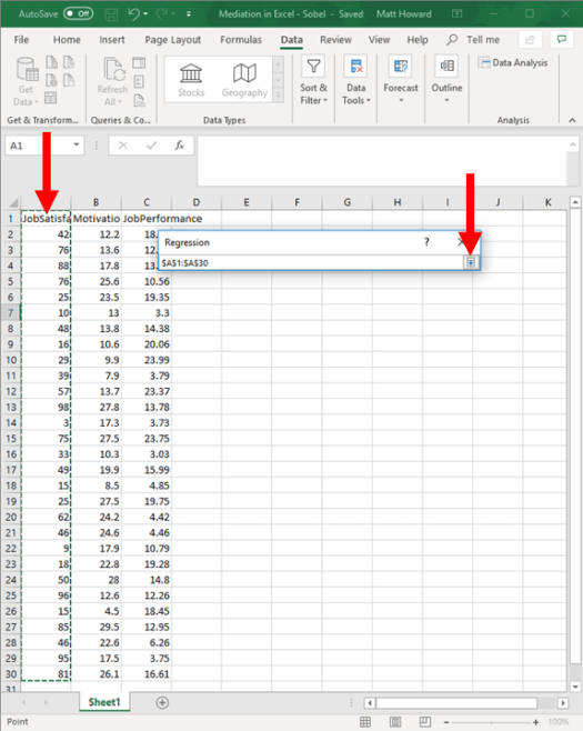 Mediation with Regression in Excel - Sobel Test 8
