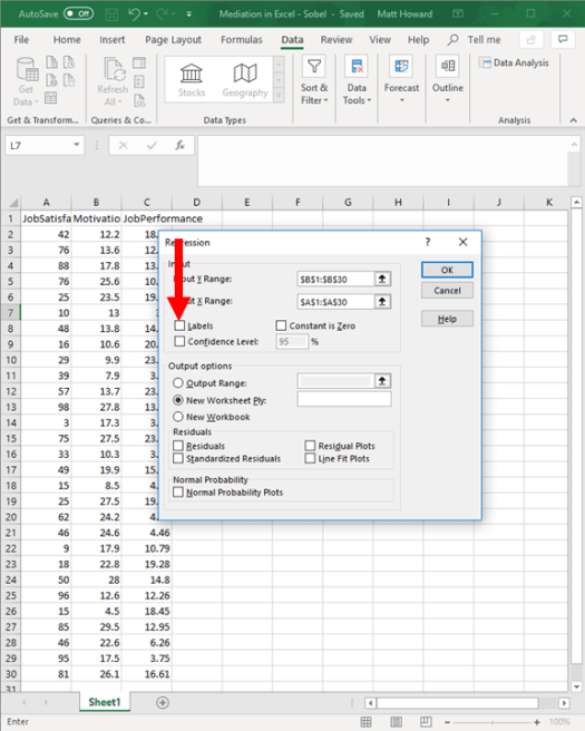 Mediation with Regression in Excel - Sobel Test 9