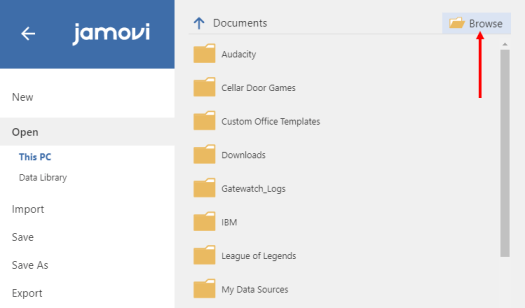 Opening Data in Jamovi 6