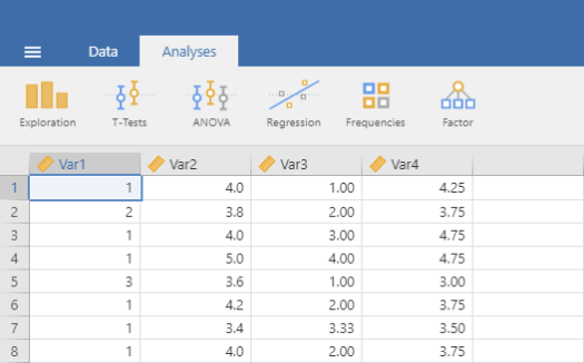 Opening Data in Jamovi 8