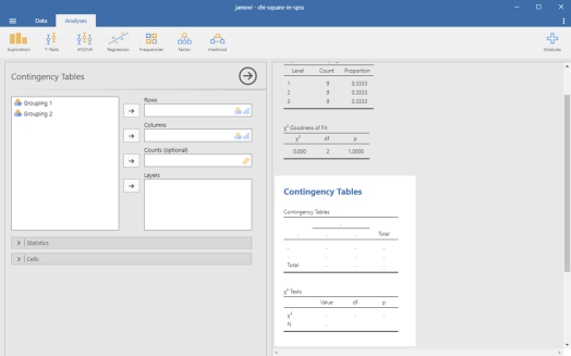 Chi-Square in Jamovi 12