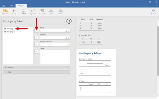 Chi-Square in Jamovi 13