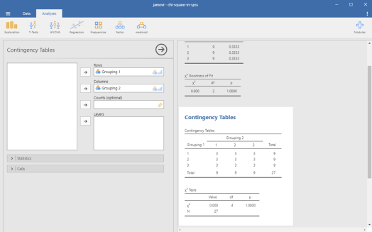 Chi-Square in Jamovi 15