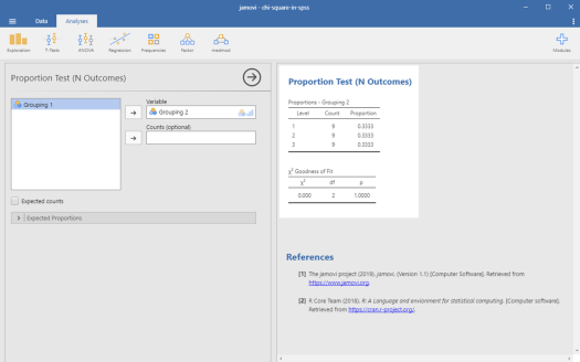 Chi-Square in Jamovi 9
