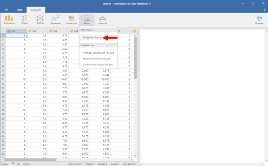 Cronbach's Alpha in Jamovi 3