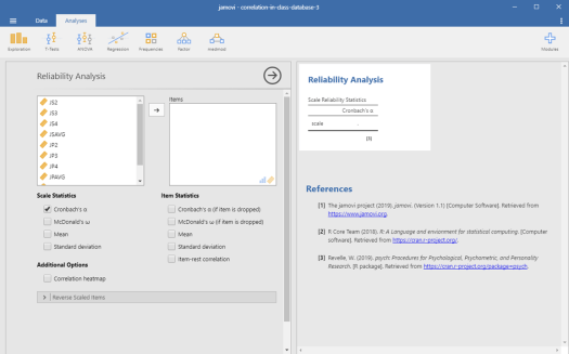 Cronbach's Alpha in Jamovi 4