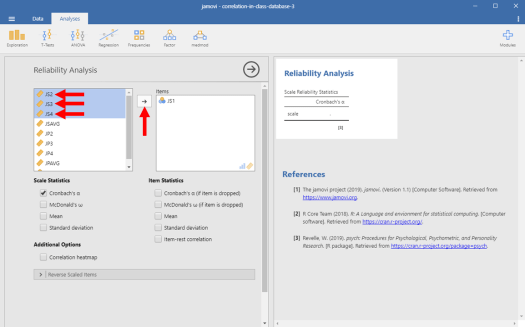 Cronbach's Alpha in Jamovi 6