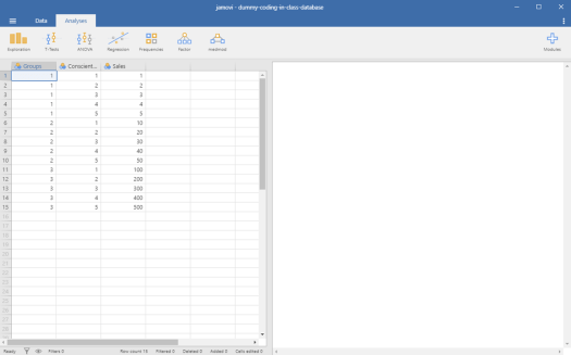 Dummy-Coded Regression in Jamovi 1
