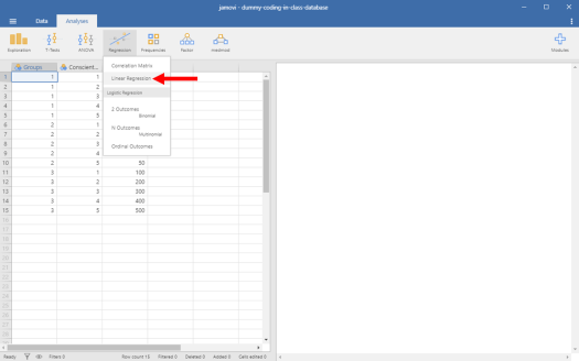 Dummy-Coded Regression in Jamovi 3