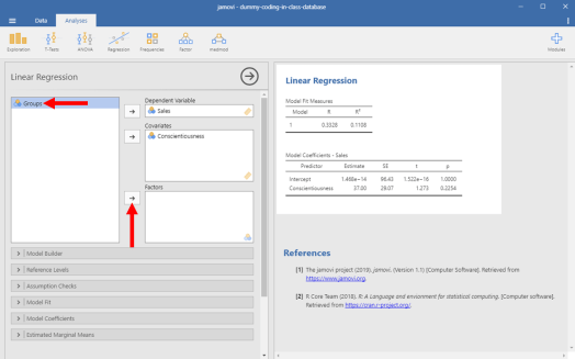Dummy-Coded Regression in Jamovi 7