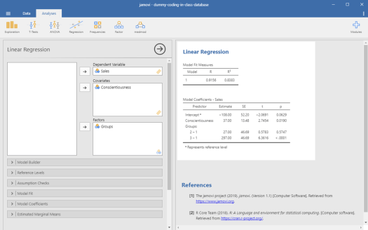 Dummy-Coded Regression in Jamovi 8