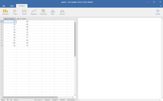 One-Sample T-Test in Jamovi 1