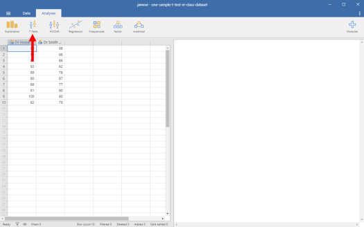One-Sample T-Test in Jamovi 2