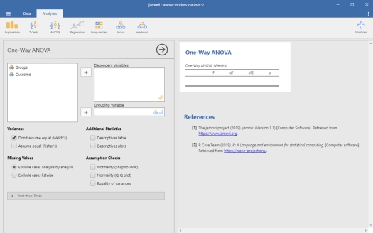 One-Way ANOVA in Jamovi 4