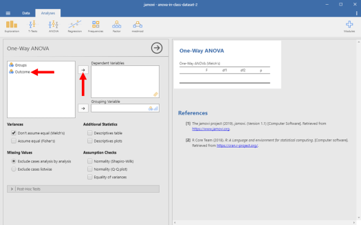 One-Way ANOVA in Jamovi 5