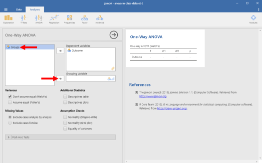 One-Way ANOVA in Jamovi 6