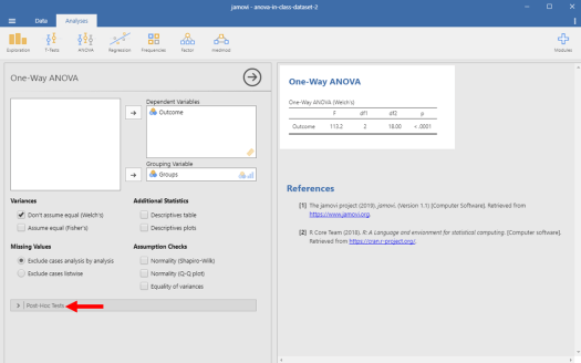 One-Way ANOVA in Jamovi 7