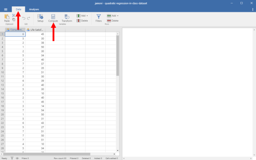 Quadratic Regression in Jamovi 2