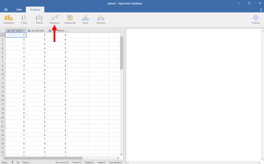 Regression in Jamovi 2